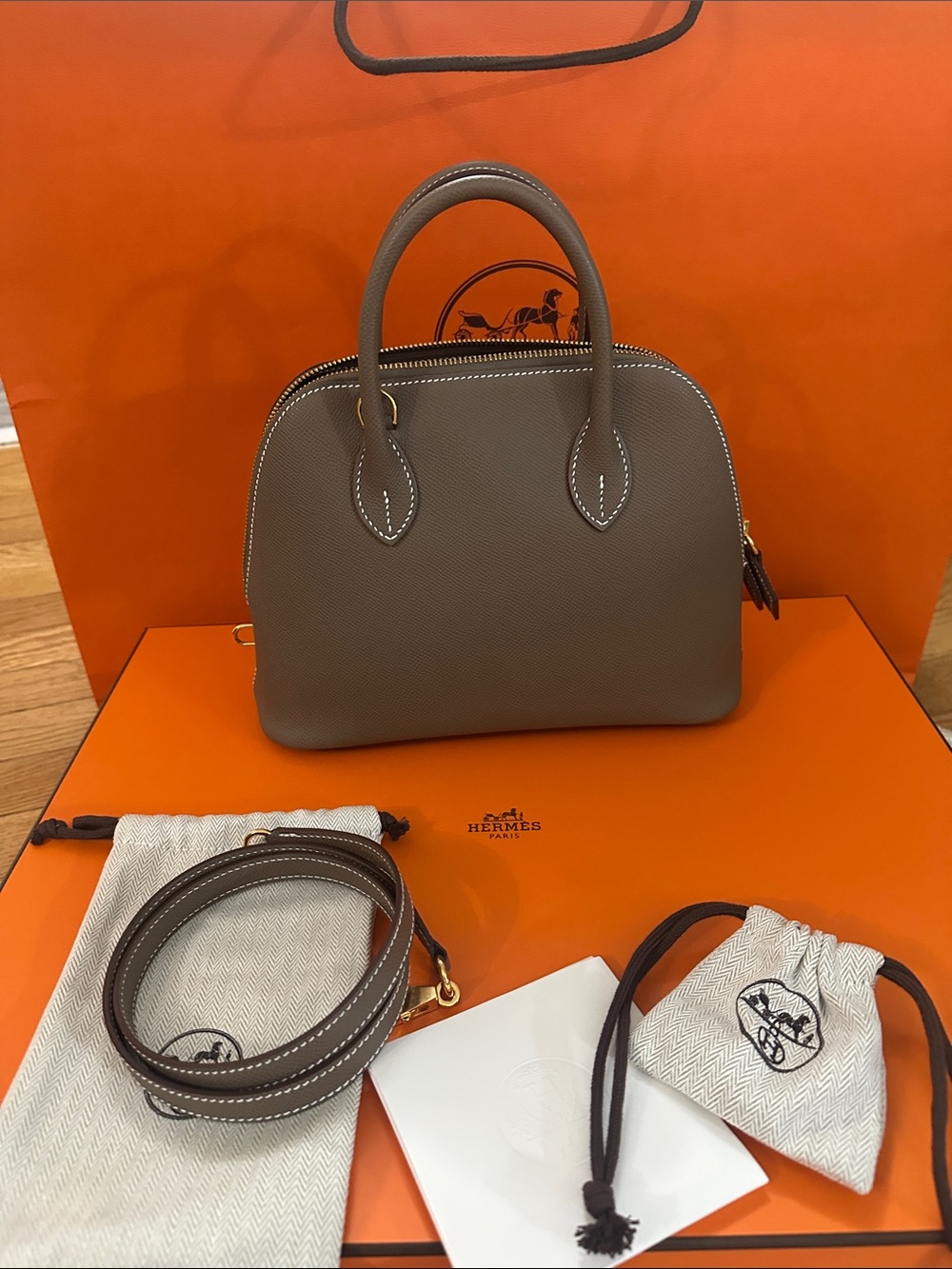 Etoupe Brown Bolide 25cm Top-Handle Bag